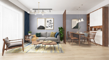 90平3室原木风客厅