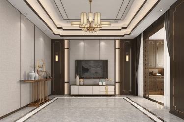 300平别墅雅致新中客厅