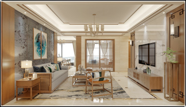 150平3室雅致新中客厅