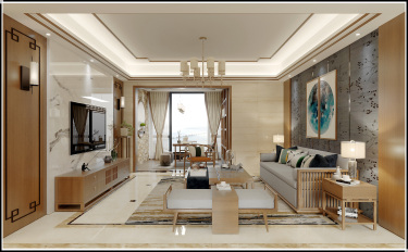 150平3室雅致新中客厅