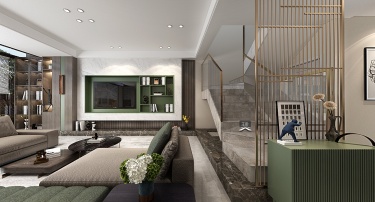 180平跃层/复式现代简约客厅