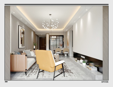 85平3室现代简约客厅