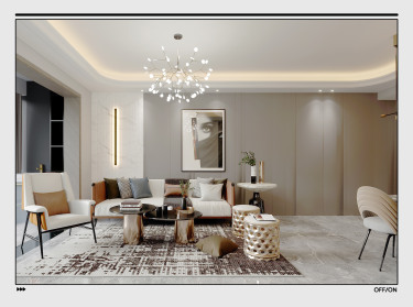 85平3室现代简约客厅