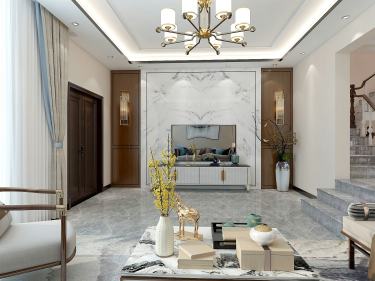 280平别墅雅致新中客厅