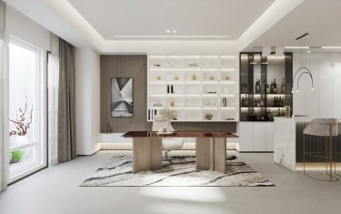 600平3室现代简约书房