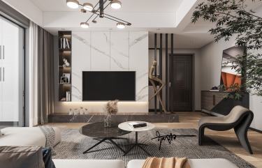 110平3室现代简约客厅