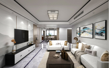 160平3室雅致新中客厅