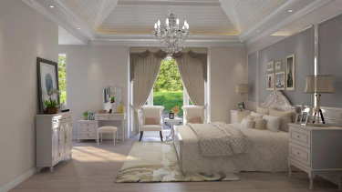 255平别墅原木风卧室