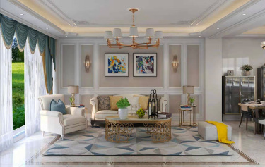 255平别墅原木风客厅