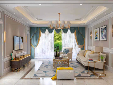 255平别墅原木风客厅