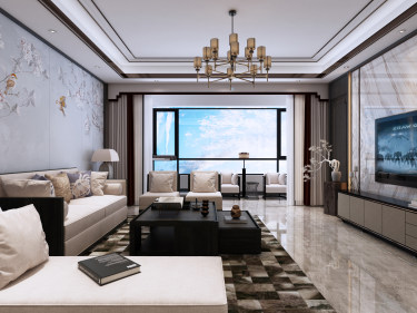 240平4室雅致新中客厅