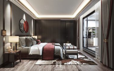 350平别墅雅致新中卧室