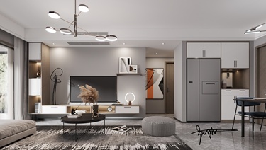 107平3室现代简约客厅