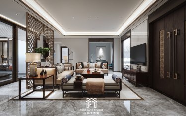 350平别墅雅致新中客厅