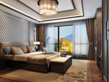 200平别墅雅致新中卧室