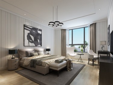 350平别墅原木风卧室