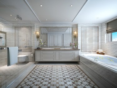 350平别墅原木风卫生间