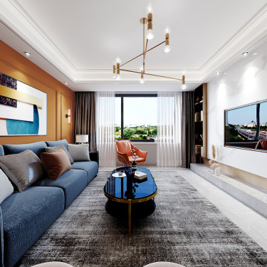 130平3室现代简约客厅
