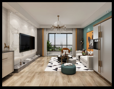 128平2室现代简约客厅