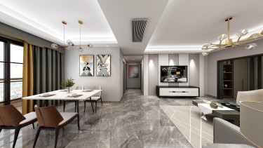 115平3室现代简约客厅