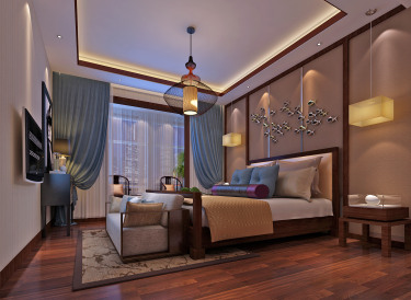 130平3室雅致新中卧室