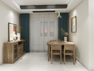 80平3室原木风餐厅