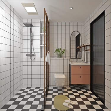 120平3室原木风卫生间