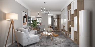 120平3室原木风客厅