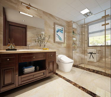 160平跃层/复式原木风卫生间