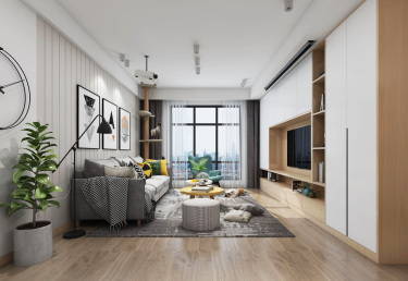 100平2室原木风客厅