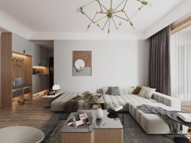 136平3室现代简约客厅