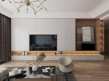 136平3室现代简约客厅