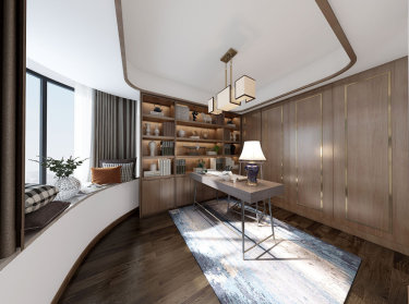 132平3室雅致新中书房