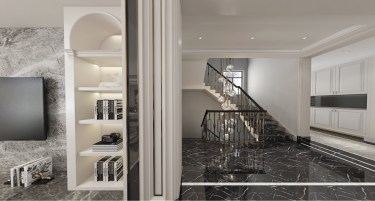 350平别墅原木风客厅