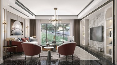 350平别墅原木风客厅