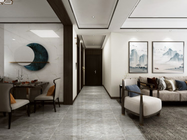 134平3室雅致新中客厅