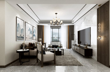 134平3室雅致新中客厅