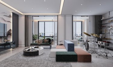 143平4室雅致新中客厅