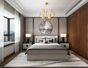 126平3室雅致新中卧室