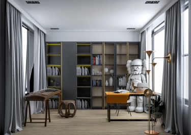 433平别墅现代简约书房
