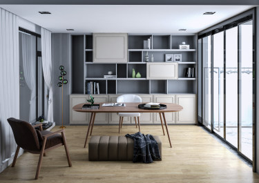 433平别墅现代简约书房