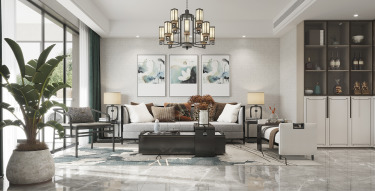 136平3室雅致新中客厅