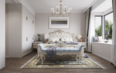 136平3室雅致新中卧室