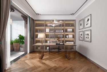 240平5室雅致新中书房