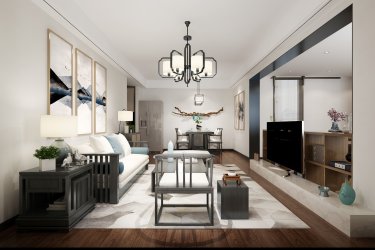 150平3室雅致新中客厅