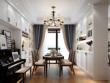 120平河滨雅苑美式风格-米咖色的美式