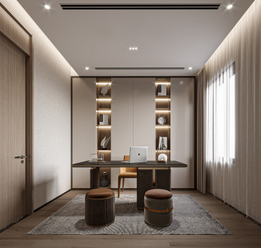 300平现代简约书房