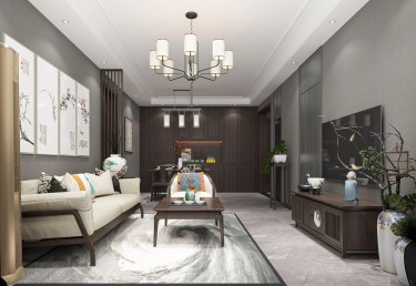 123平雅致新中客厅