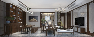 117平3室雅致新中客厅