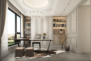 380平现代简约书房